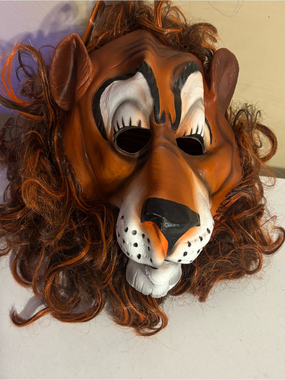 Vintage Lion Full Head Latex Mask Curly Mane 1980s 1990s Halloween